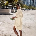 thumbnail image 2 of Qzwdhjm Womens Crochet Bathing Suit Coverups Hollow Out High-Low Dresses Long Bell Sleeve V Neck Swimsuits Coverup Beach Party Cover Ups, 2 of 5