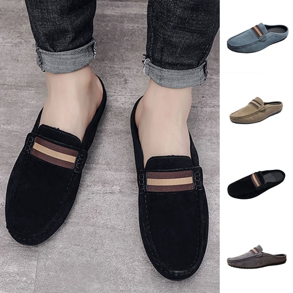 GERsome Men's Slip-On Loafers Closed Toe Comfort Backless Slides for Casual Summer Beach Work, Black Size 6