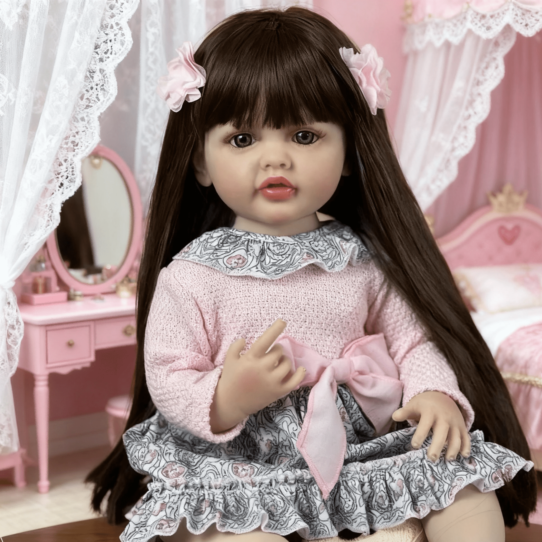 iCradle Lifelike Lovely Toddler Dolls Girl 22 Inch Realistic Beatiful Reborn Toddler Dolls Girls Babies Soft Full Body with Wig Sheath Birthday Gift for Kids Age 3+