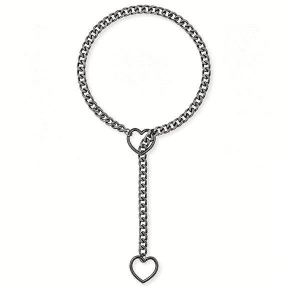 DESIGNICE Heart O-Ring Slip Chain Necklace for Women,Handmade Punk Gothic Cuban Necklace Jewelry Adjustable Lariat Y-Necklace