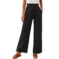 thumbnail image 2 of Ndbuld Stretch Pants for Women Women High Waist Paperbag Wide Leg Pants Bow Flowy Loose Trousers Pockets Casual Pants,Black,XXL, 2 of 3