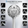 thumbnail image 3 of High Pressure 8-mode 5'' Handheld Shower Head with 5 ft Stainless Steel Hose and Adjustable Bracket, Built-in Power Wash to Clean Tub, Clean Corner,Tile & Pets, 3 of 7