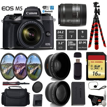 Image of Canon EOS M5 Mirrorless Digital Camera with EF-M 15-45mm is STM Lens - Intl Model