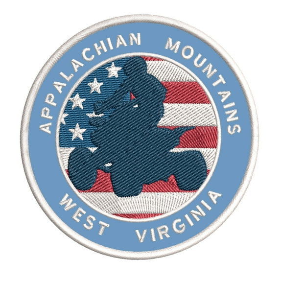 Appalachian Mountains, West Virginia ATV / OHV American Flag 3.5 Inch Iron Or Sew On Embroidered Fabric Badge Patch Extreme Sports Iconic Series