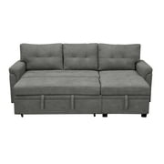 Laura Gray Velvet Sleeper Sectional Sofa Bed with Reversible Chaise