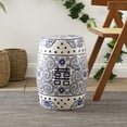 thumbnail image 6 of JONATHAN Y Double Happiness 18" Chinoiserie Ceramic Drum Garden Stool, Blue/White, 6 of 6