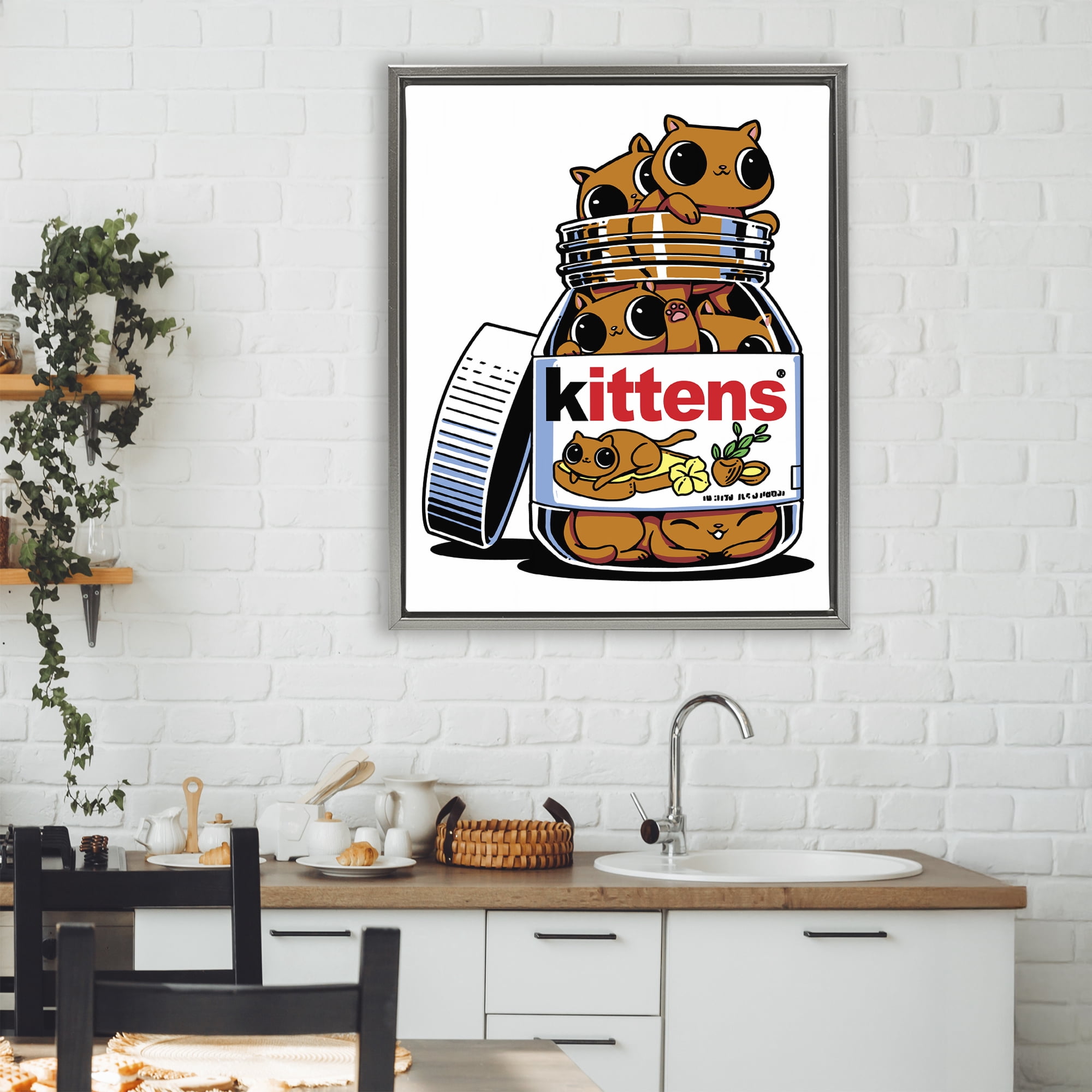 Stupell Industries Hazelnut Spread Cats Gray Framed Floater Canvas Wall Art, design by Tobe Fonseca
