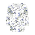 thumbnail image 4 of Ounisa T-Shirts à Manches 3/4 pour Femmes Col en V Manches Raglan Chandail Imprimé Décontracté Tendance Printemps Été Mode Hauts P-2TG, 4 of 6