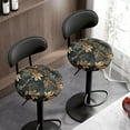 thumbnail image 3 of ZIATUBLE Dry Leaves Bar Stool Cover Cushion Washable Chair Seat Slipcover 12-14 Inch with Elastic Bands Round Bar Stool Seat Cover Cushion 2 Packs Polyester Round Stool Slipcover, 3 of 6