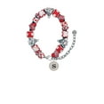 thumbnail image 2 of Silvertone Disc 1/2'' Initial - s - Red Christmas Bead Bracelet, 2 of 4