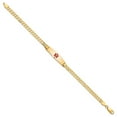 thumbnail image 2 of Primal Gold 14 Karat Yellow Gold Medical Soft Diamond Shape Red Enamel Curb Link ID Bracelet, 2 of 4