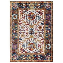 Modway Entourage Samira Distressed Vintage Floral Vintage Medallion 8x10 Area Rug in Multicolored