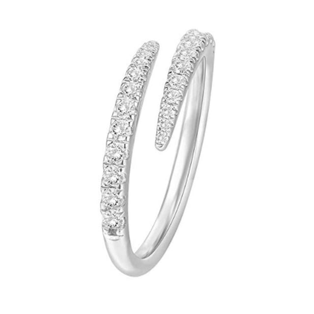 Bague Ouverte en Zirconium Plaqué Or Argenté pour Femmes