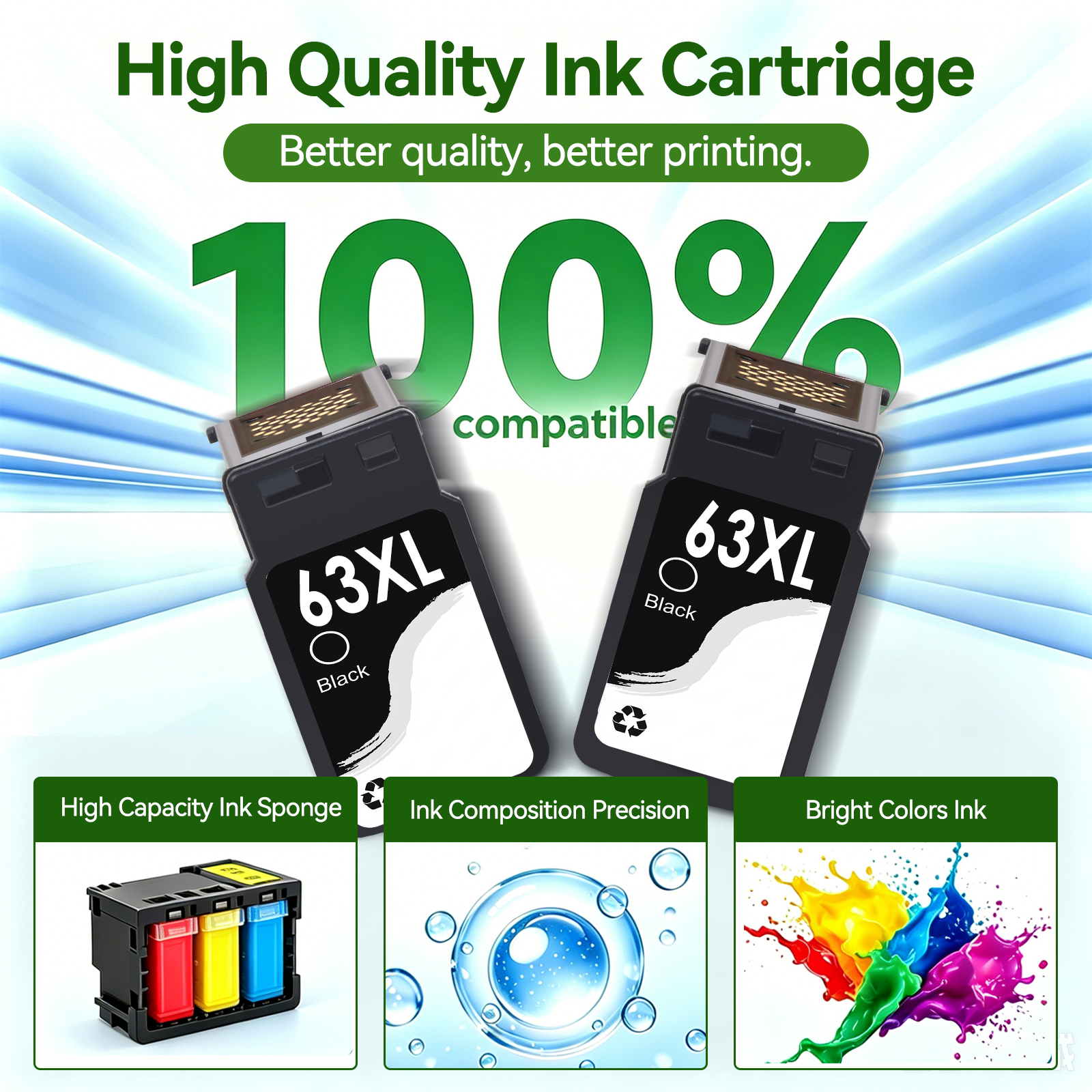 DHECINK 63XL Black Ink Cartridges (2-Pack) photo 4