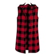 thumbnail image 6 of MaFYtyTPR Women Sleeveless Hooded Outerwear Plaid Button Down Long Vest Women's Fall Winter Fashion Mid Length Checkered Jacket A-Red XXL, 6 of 6