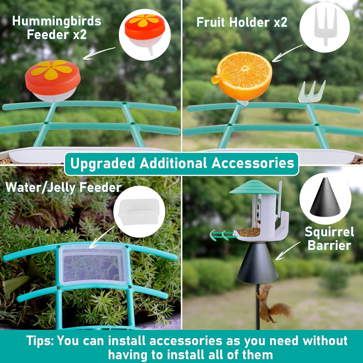 HEAIHYD Smart Bird Feeder Camera with Solar Panel, 1.8L Capacity, Blue