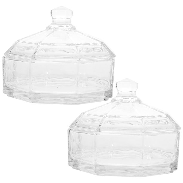 2 unids retro vidrio caramelo jarras de caja europeas cajas de almacenamiento frascos con tapa transparente