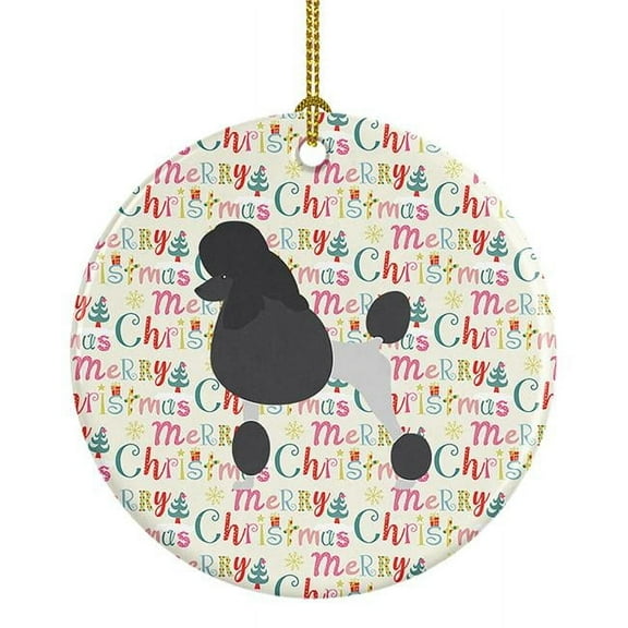 Poodle Merry Christmas Ceramic Ornament 2.8 in x 2.8 in