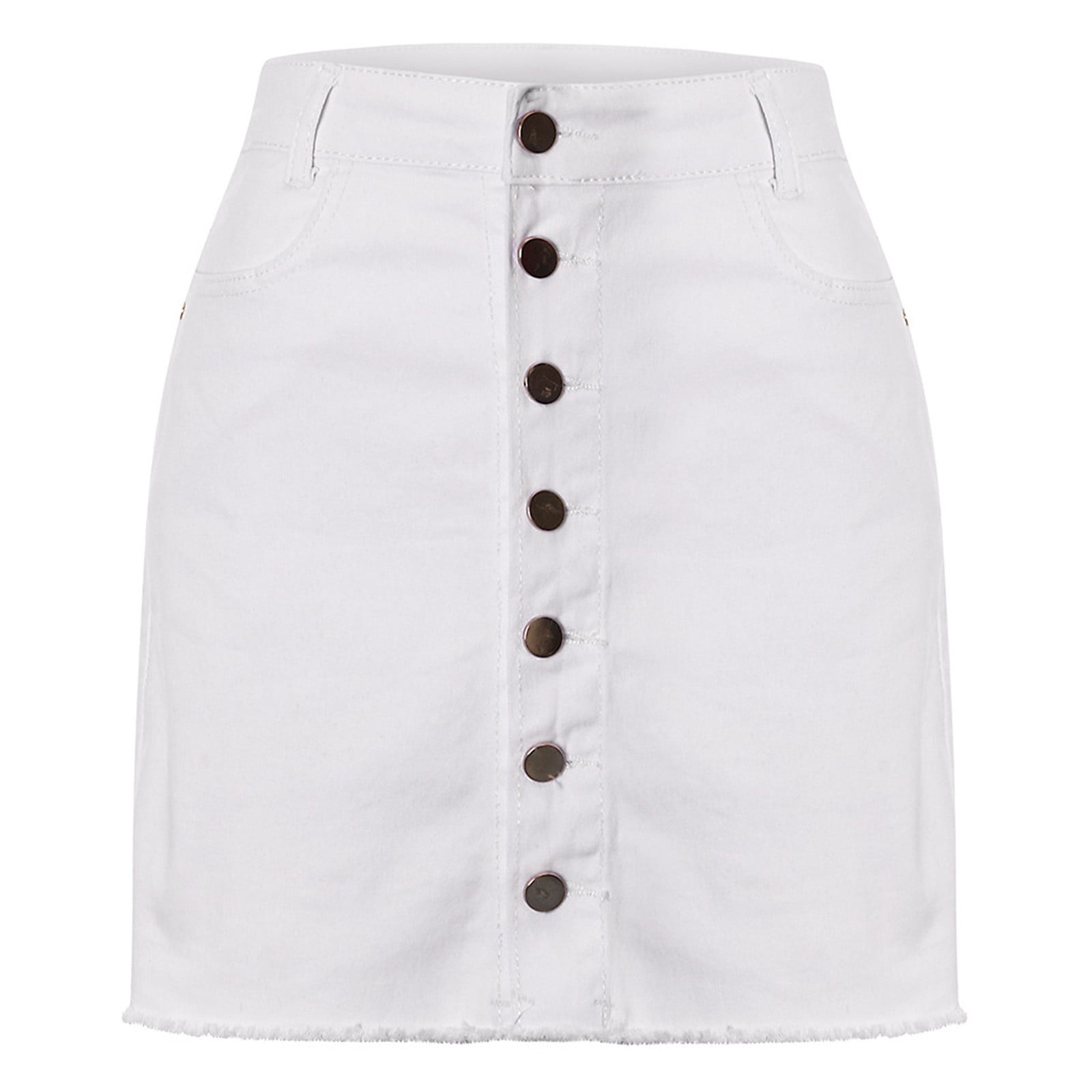 Women Aline Splice Skirt Denim Mesh Tulle Patchwork High Waist Button Summer New