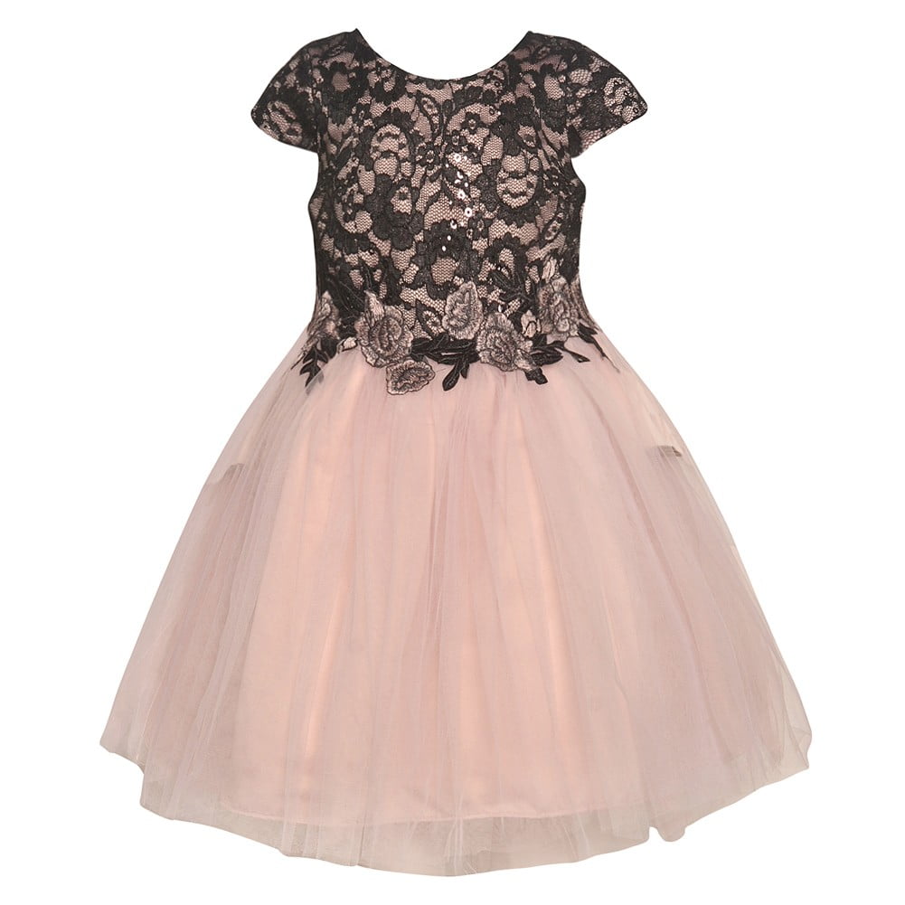 Bonnie Jean - Bonnie Jean Little Girls Pink Overlaid Lace Tea-Length ...