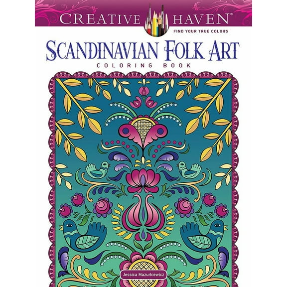 Jessica Mazurkiewicz: Creative Haven Scandinavian Folk Art Coloring Book, 64 pages (Paperback)
