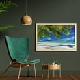 thumbnail image 2 of Beach Wall Art with Frame, Hammock on the Sandy Beach Between Palm Coconut Overlooking Sea Nature Art, Printed Fabric Poster for Bathroom Living Room, 35" x 23", Cream Navy Green, by Ambesonne, 2 of 2
