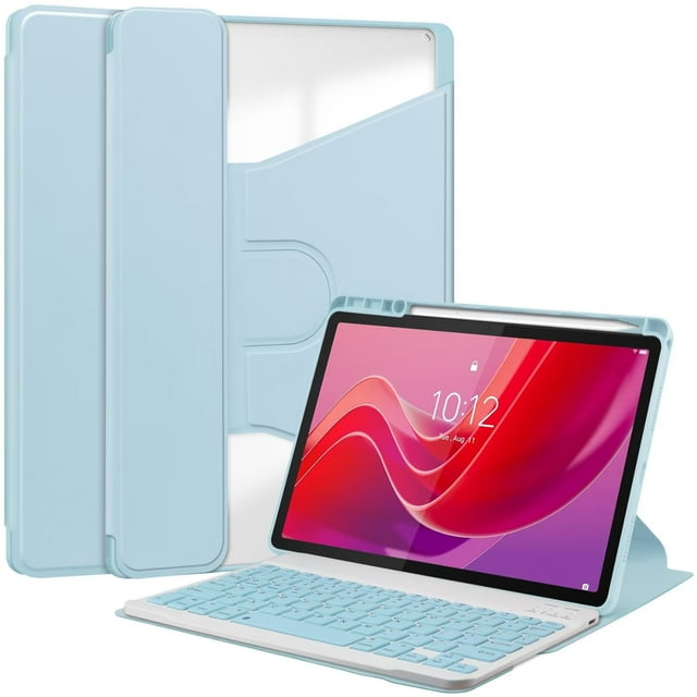 Étui à Rotation 360° avec Clavier pour Xiaoxin Pad 2024 To331FC, Étui Porte-Crayon pour Lenovo Tab M11 To330FU, Clavier pour Tablette, Étui Touches Bleu Ciel Allemand
