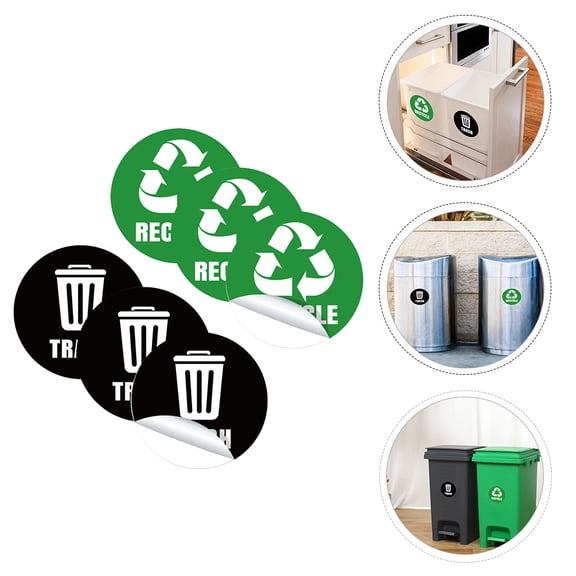 LULULION 1Set Garbage Classification Stickers for Waste Bins Assorted Color Reusable Labels