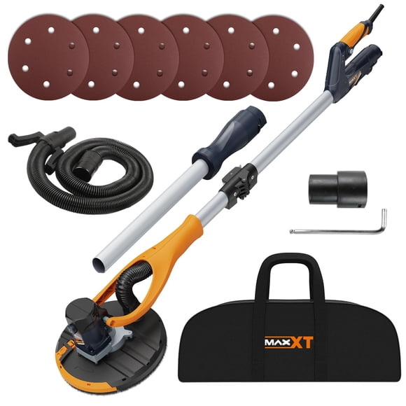MAXXT Ponceuse pour Cloison Sèche, Outil Léger pour Enlever le Maïs Éclaté du Plafond, Ponceuse Électrique Télescopique Pliable à 5 Vitesses Variables, 800-1700RPM Vertical