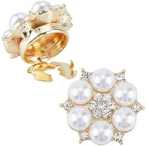 2PCS Rhinestone Button Covers Pearl Gold Detachable Clip-On Decorative Buttons Jewelry for Women Men Blouses Clothing DIY Holiday Decoration Embellishments