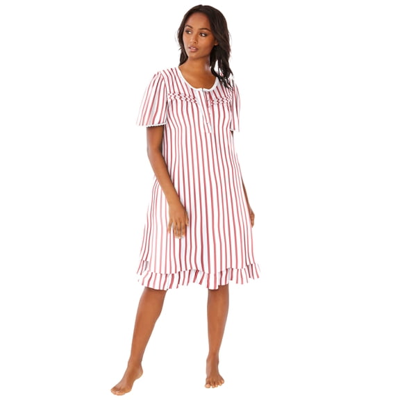 Dreams & Co. Plus Size Short Floral Print Cotton Gown