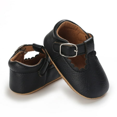 

Baby Girls Mary Jane Flats Soft-soled Anti-slip Faux Leather First Walker Shoes Crib Shoes