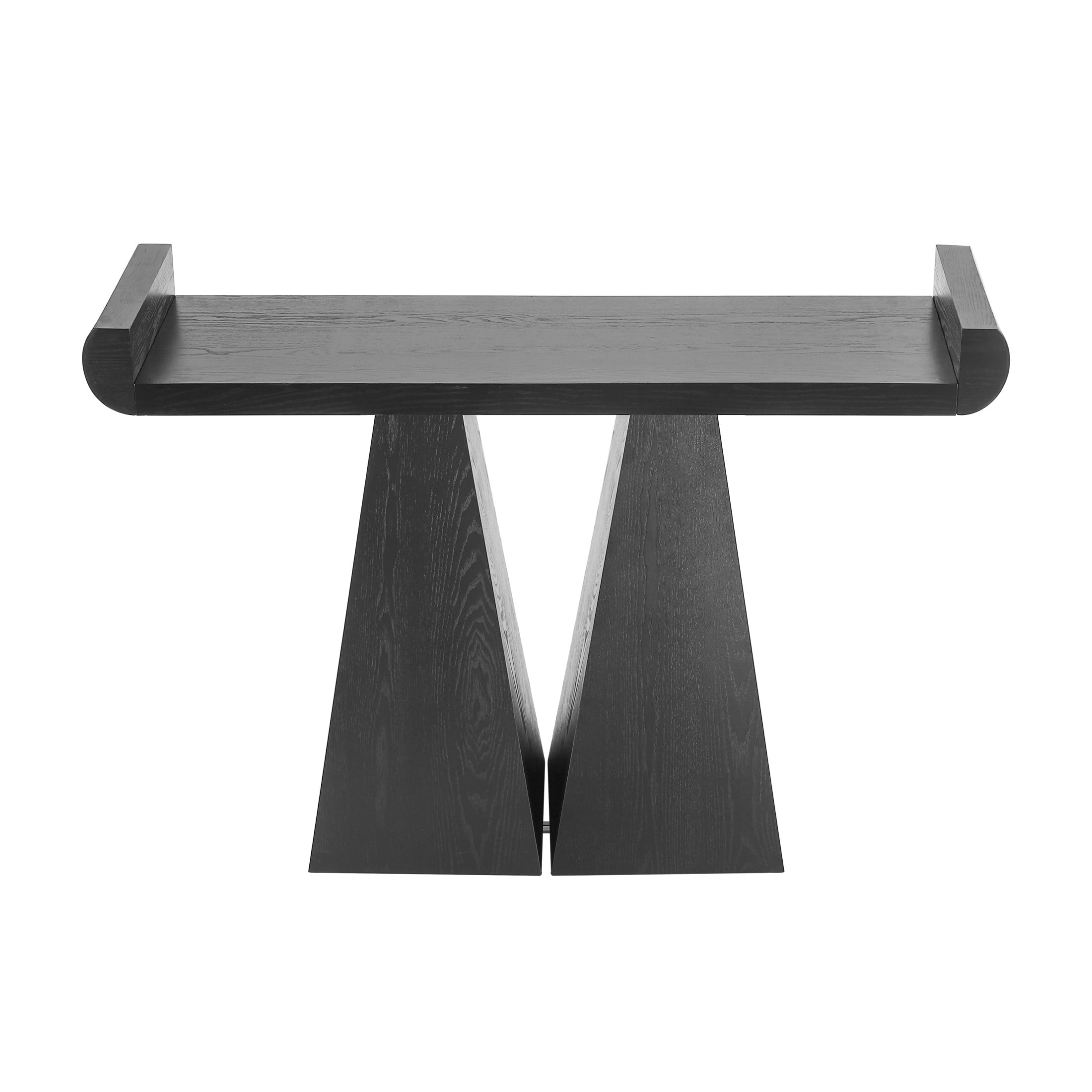 Christopher Knight Home 51” Modern Console Table with Sculptural Base, Wood Entryway Sofa Table, Black