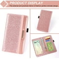 thumbnail image 3 of Leather Checkbook Cover for Men & Women Checkbook Wallet for Duplicate Checks Checkbook Holder with Elastic Band, Glitter Rose Glod, 3 of 5