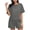 Gray, variant on Bloomae Womens 2 Piece Outfits Linen Matching Sets Short Sleeve Crewneck Athletic Tshirt Tops and High Waist Lounge Short Pants with Pockets Beach Vacation Outfit Clothes Army Green S