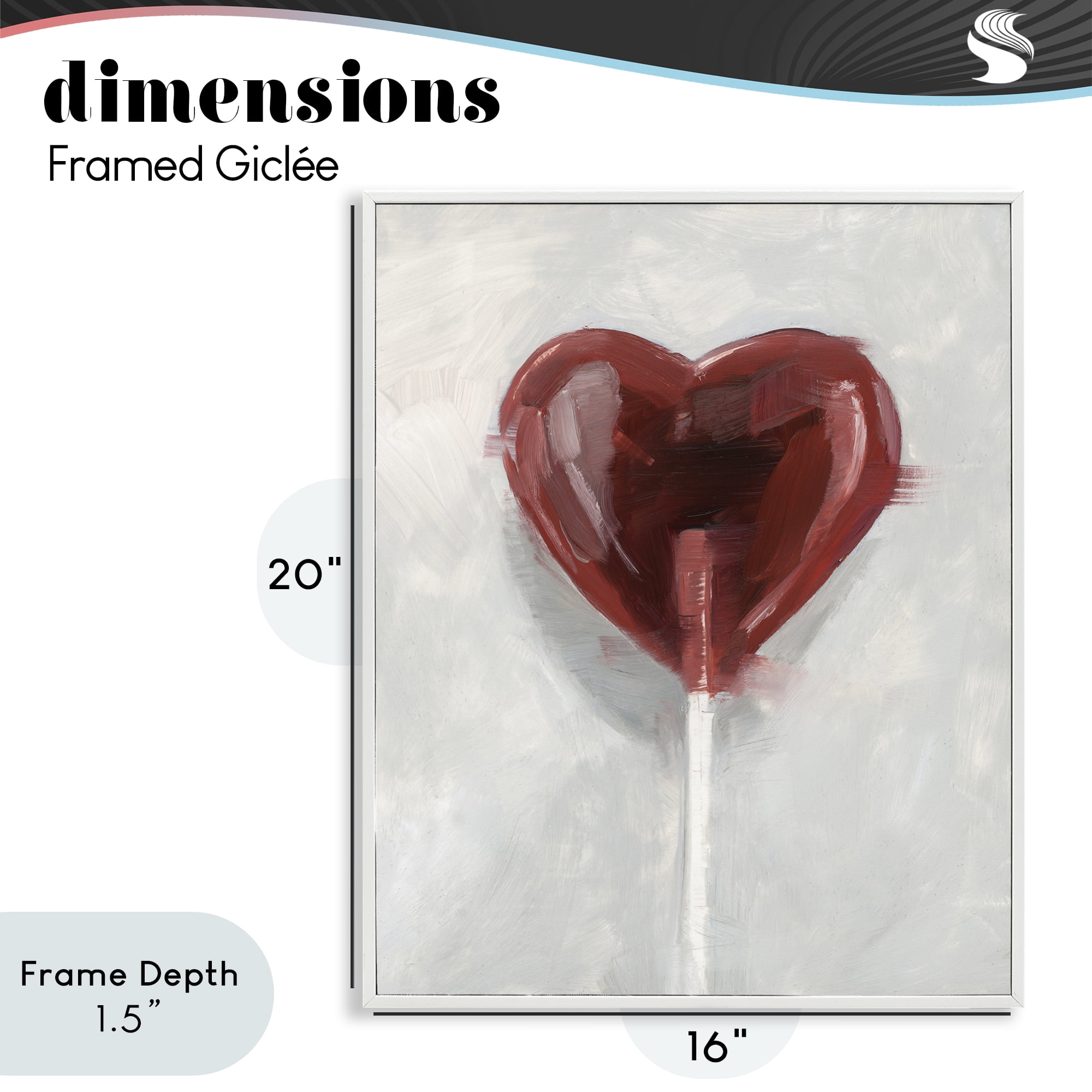 Stupell Industries Heart Shaped Lollipop White Framed Giclee Art, design by Ethan Harper