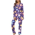 thumbnail image 2 of Kayannuo Easter Print Long Sleeve Shirts for Women Ladies Fashion Casual Cute Rabbit Easter Printed Top And Pants Pajama Set Womens Fashion, 2 of 3