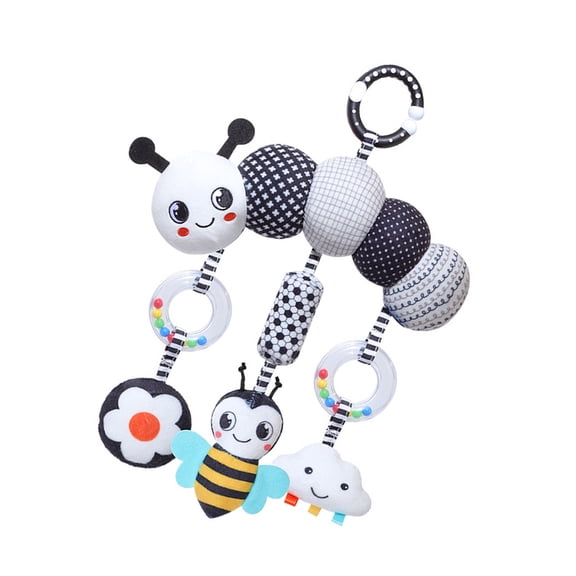 Newborns Developmental Toy Soft Plush Mobile With Black White Patterns For Bed Safety