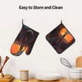 thumbnail image 6 of Xecao Tree Hollow Meditating Giraffe Pattern Oven Mitts and Pot Holders Sets Heat Resistant Silicone Oven Mittens Extra Thicken Long Kitchen Cotton Oven Glove for Cooking, 6 of 7