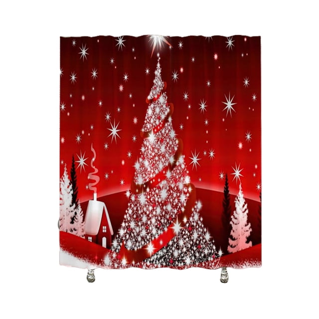 stanreset Rideau de Douche Imprimé de Noël Unique pour Décoration de Salle de Bain Anti-Moisissure. Rideau de Douche Salle de Bain un Seul Rideau-180*180