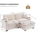 thumbnail image 2 of GNIXUU Corduroy Cloud Sectional Couch, Modular Oversized Loveseat Sofa with Ottoman, Cup Holders & USB Port, Comfy 2 Seater Love Seat for Living Room Small Space, 82.7"W, Beige, 2 of 7