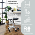 thumbnail image 4 of Ergonomic Home Office Desk Chair with Adjustable Height, Rolling Base, and Breathable Backrest, White, 4 of 8