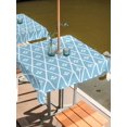 thumbnail image 2 of Outdoor Tablecloth with Umbrella Hole for Patio/Picnic/Party/Camping, Minimalist Art Waterproof Table Cloth Square Cover Washable, Boho Abstract Floral Lattice Light Blue (54"x 54"), 2 of 9