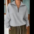 thumbnail image 4 of Sudaderas de Gran Tamaño para Mujer, Suéteres de Otoño, Sudaderas con Capucha de Moda, Suéter con Media Cremallera, Ropa de Larga. Gris L, 4 of 5