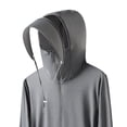 thumbnail image 3 of TOUMENY Summer Hoodies for Men Long Sleeve Loose Solid Zipper Casual Pullover Fashion Lightweight Outdoor Travel Vacation Hooded Shirt Gray S, 3 of 4