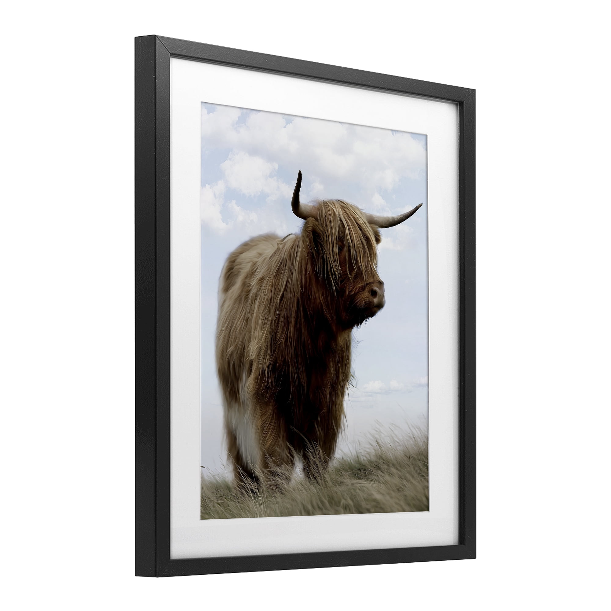 Stupell Industries Restful Look Highland Cattle Black Framed Print Under Glass, design by Marcus Prime