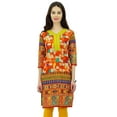 thumbnail image 1 of Phagun Kurta Kurti Décontractée pour Femmes en Coton Indien Imprimé, Coupe Droite, Longueur Genou - 4, 1 of 2