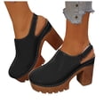 thumbnail image 1 of Pandaie Sabots à Plateforme pour Femmes, Mules à Talons Hauts Épais, Sandales à Bout Rond, à Enfiler, Claquettes, Largeur Grand, Confortables, Escarpins Décontractés, Chaussures, Noir, Taille 6, 1 of 9