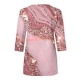 thumbnail image 4 of 3/4 Sleeve T Shirts for Women Zip Up Mock Neck Tops Vintage Flowers T-Shirts Dressy Casual Loose Fit Blouses Summer Trendy Outfits, 4 of 5