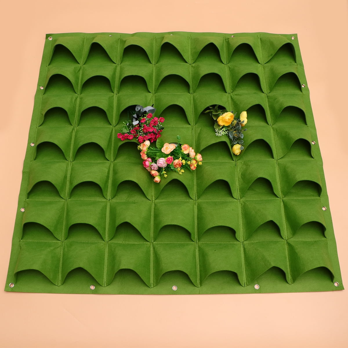 Masteelf Felt Vertical Hanging Planter with 12 Pockets for Wall Garden Indoors Outdoors Green 1mx1m Flat